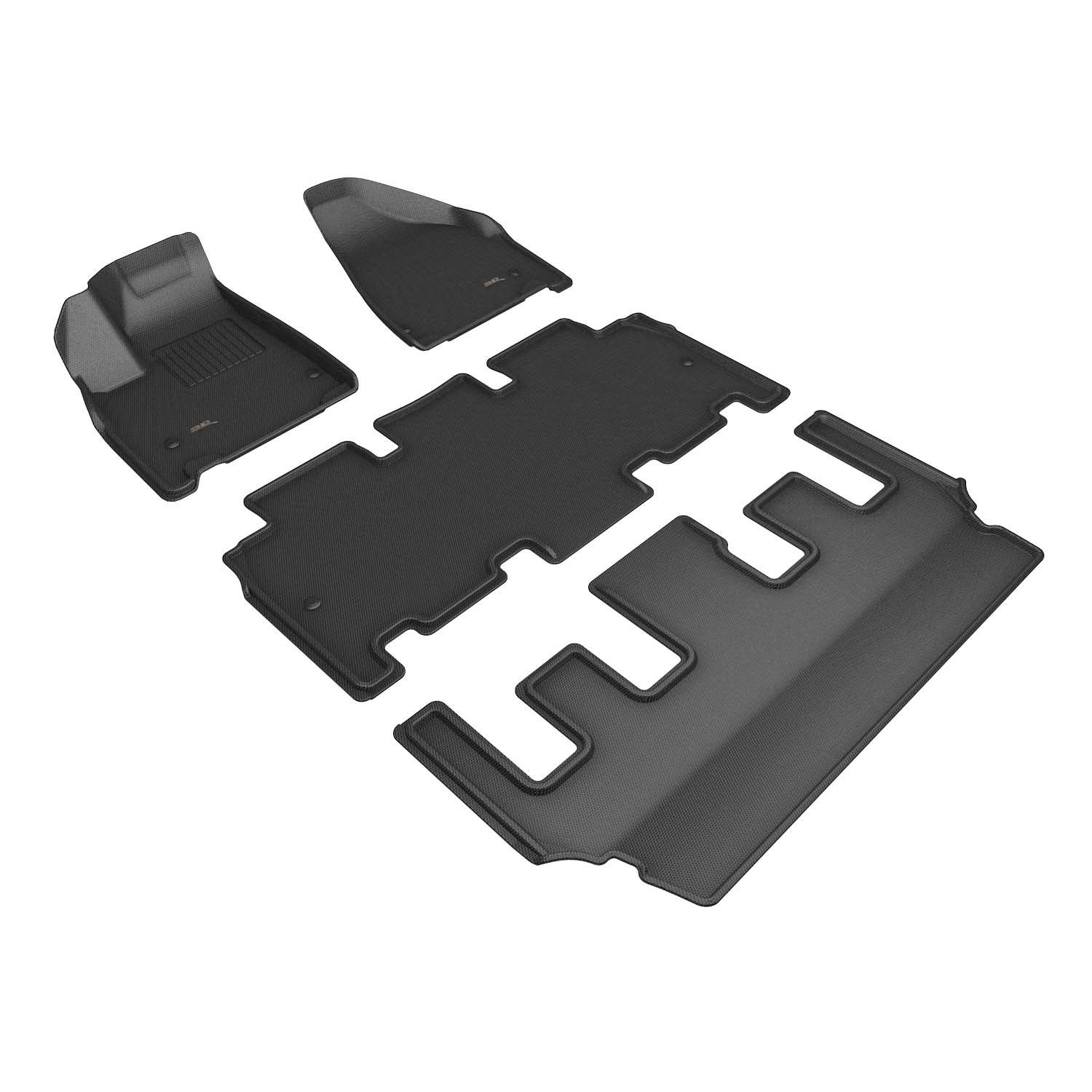 3D Maxpider 2021-2024 Chrysler Pacifica Hybrid Limited Kagu 1st Row 2nd Row 3rd Row Floor Mats Carbon Fiber Embossed Pattern Black L1CY00901509