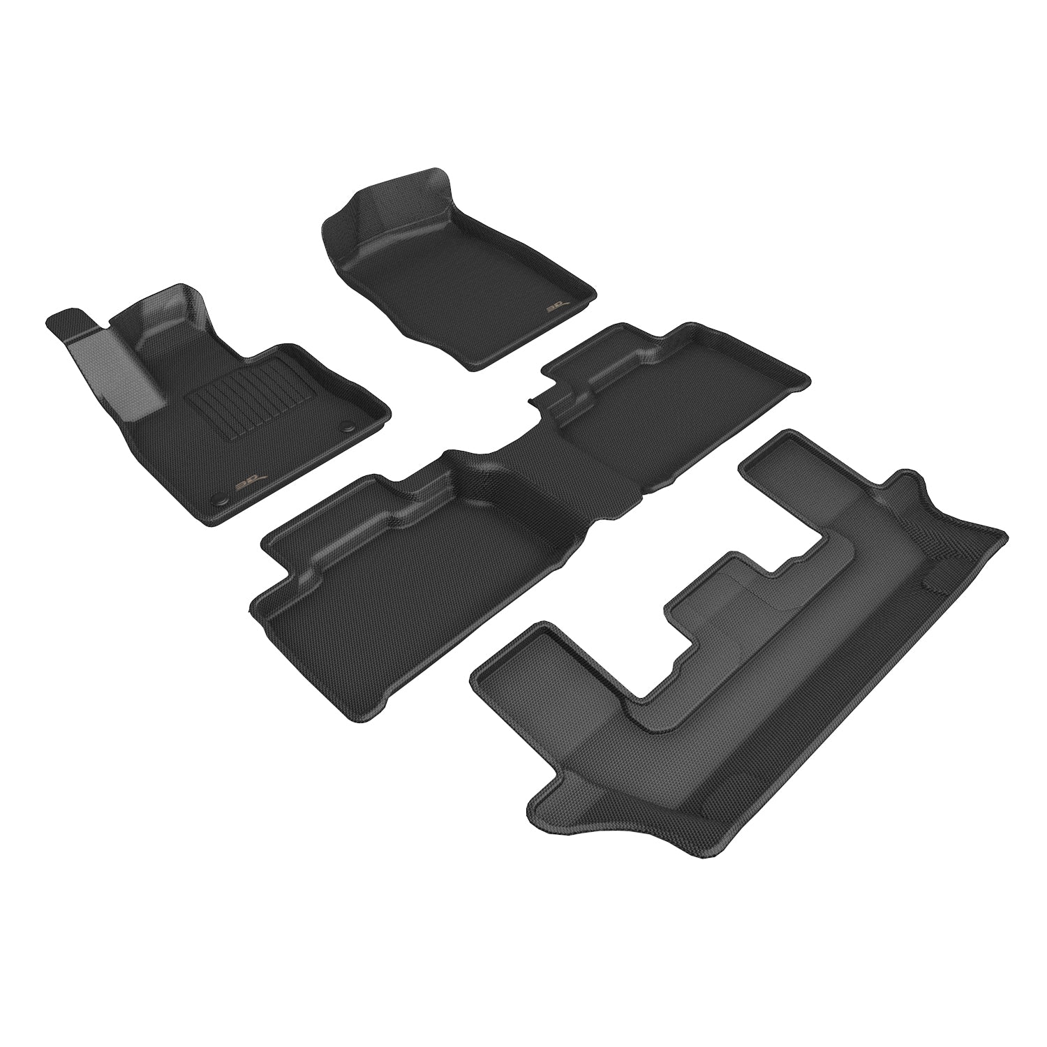 3D Maxpider 2021-2024 Ford Explorer Bench Seats Kagu Black 1st Row 2nd Row 3rd Row Floor Mats L1FR18301509