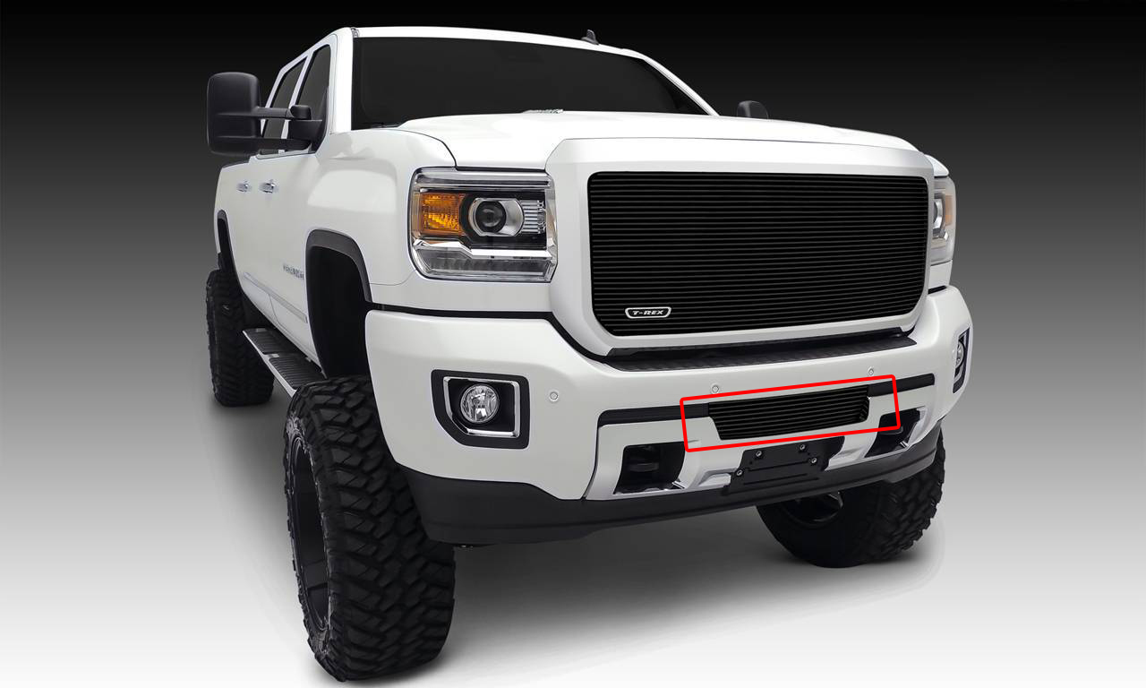T-Rex 2015-2019 GMC Sierra 2500 3500 HD Billet Grilles Bumper Insert Black Powdercoated Aluminum Bars 25211B