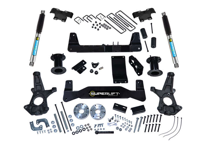 SUPERLIFT 2014-2018 Chevrolet Silverado GMC Sierra 1500 2019 Silverado 1500 Legacy Sierra 1500 Limited 4WD 6.5" Aluminum or Stamp Steel A-Arms Suspension Lift Kit With Bilstein Shocks K161B
