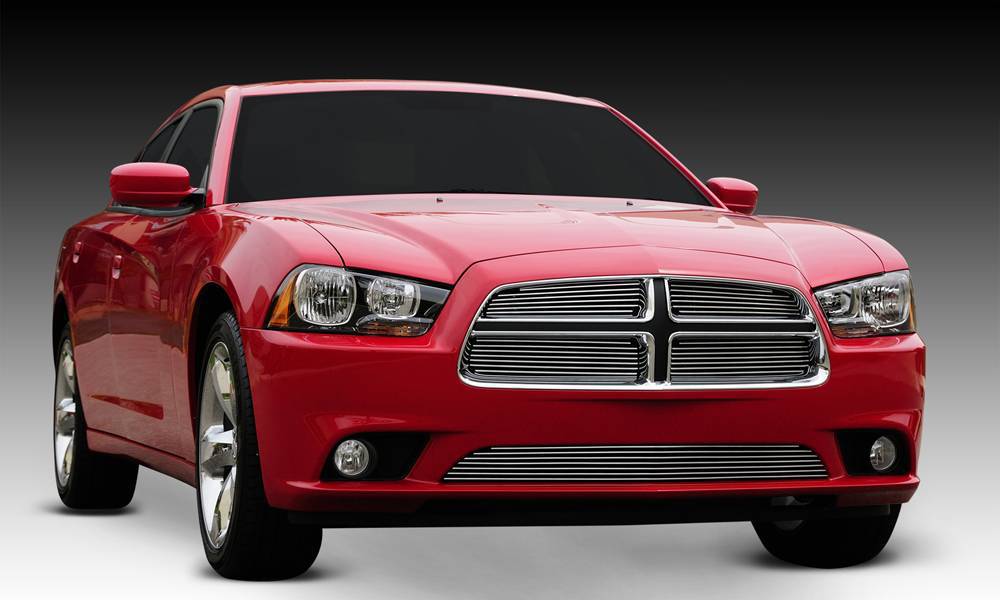 T-Rex 2011-2014 Dodge Charger Polished Aluminum 4 Pc Overlay Horizontal Billet Grille No Studs 21442