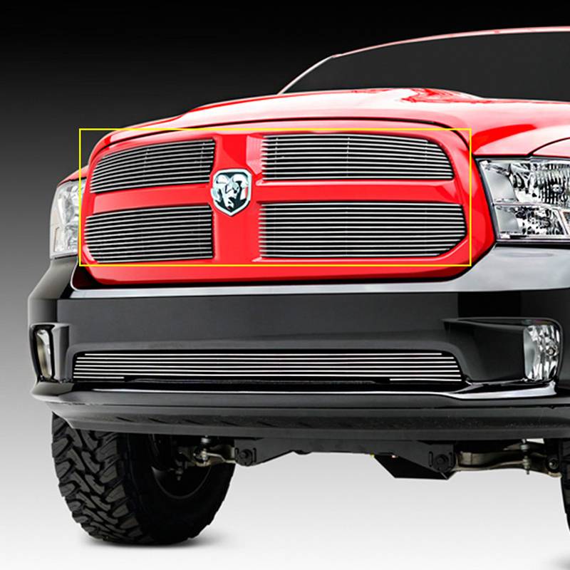 T-Rex 2013-2018 Dodge Ram 1500 2019-2023 Ram 1500 Classic Billet Main Grille Overlay 4 Pc Aluminum Bars Polished 21458