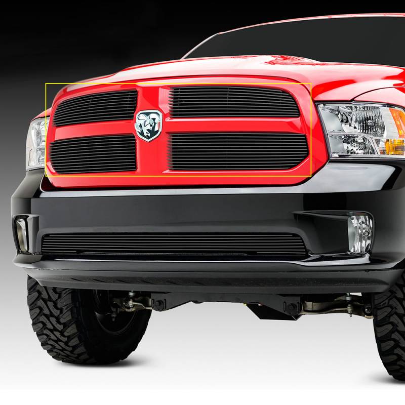 T-Rex 2013-2018 Dodge Ram 1500 2019-2023 Ram 1500 Classic Billet Main Grille Overlay 4 Pc Aluminum Bars Black 21458B