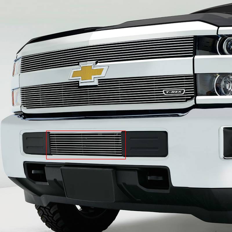 T-Rex 2015-2019 Chevrolet Silverado 2500 2015-2017 Silverado 3500 Bumper Billet Grille Overlay Bolt-on Polished 2 Pc Style 25122