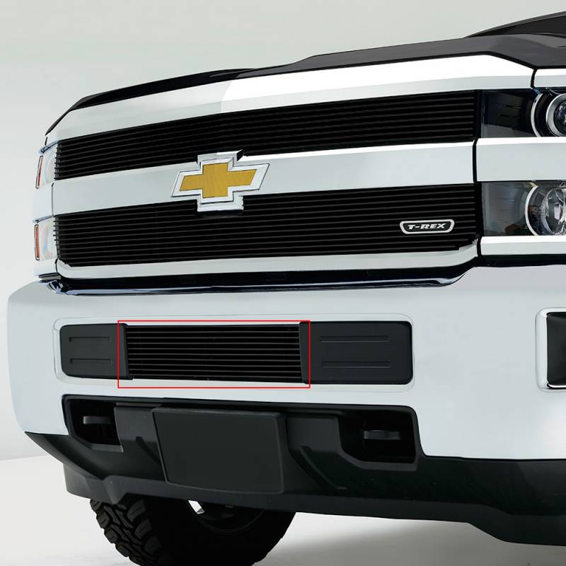 T-Rex 2015-2019 Chevrolet Silverado 2500 2015-2017 3500 Bumper Billet Grille Overlay Bolt-on Black 2 Pc Style 25122B