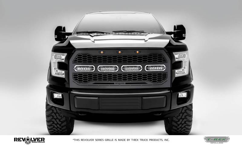 T-Rex 2015-2017 Ford F-150 Revolver Series W/o Forward Facing Camera Main Replacement Grille W/ (4) 6 Slim Line Single Row Led Light Bar 6515731