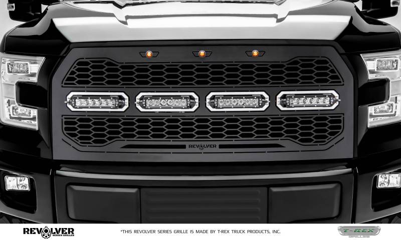 T-Rex 2015-2017 Ford F-150 Revolver Series W/o Forward Facing Camera Main Replacement Grille W/ (4) 6 Slim Line Single Row Led Light Bar 6515731
