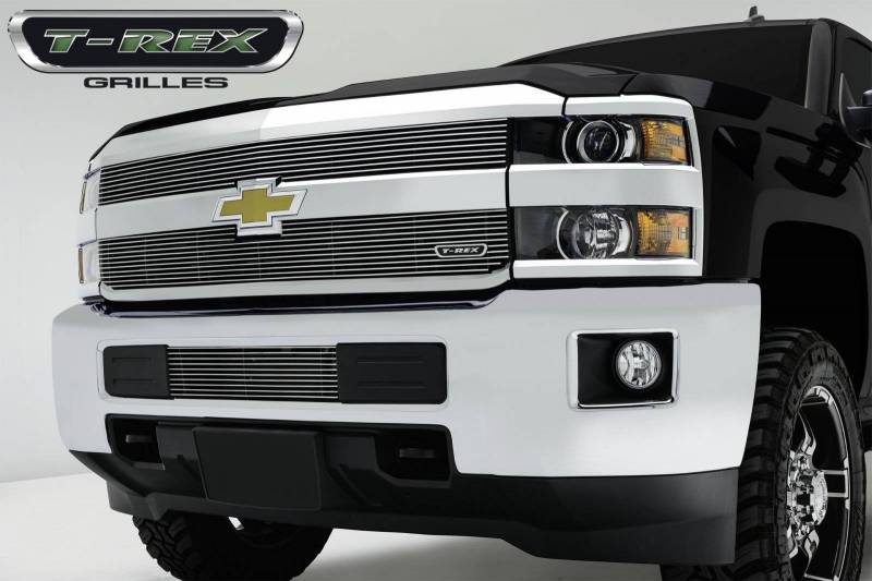 T-Rex 2015-2019 Chevrolet Silverado 2500 2015-2017 Silverado 3500 Billet Grille Overlay Bolt On Polished 2 Pc Style 21122