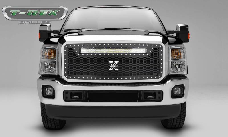 T-Rex 2011-2016 Ford F250 F350 F450 Super Duty Laser Grille 1 Pc Studs 30" LED Black 7315461