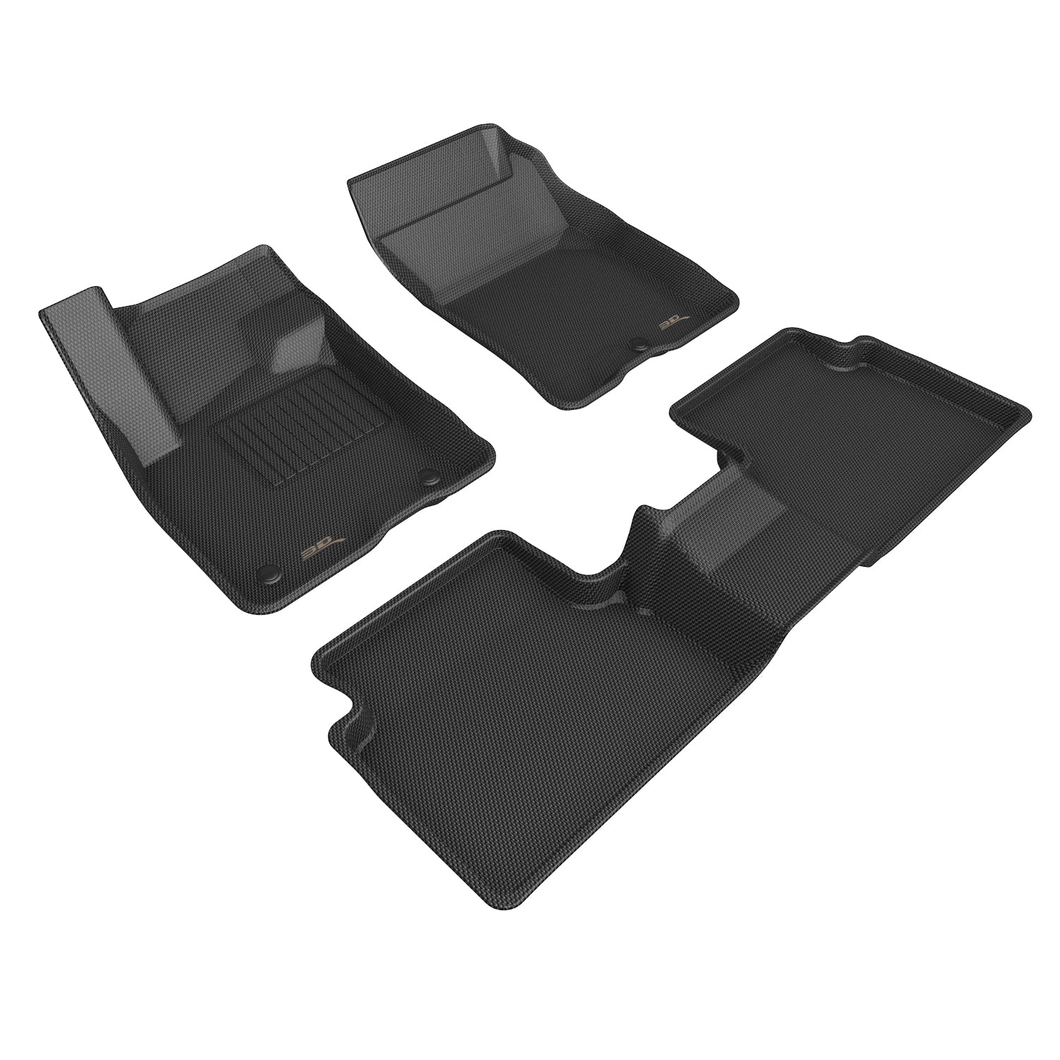 3D Maxpider 2021-2024 Ford Bronco Sport Row 1 Row 2 Kagu Black Floor Mats L1FR14601509