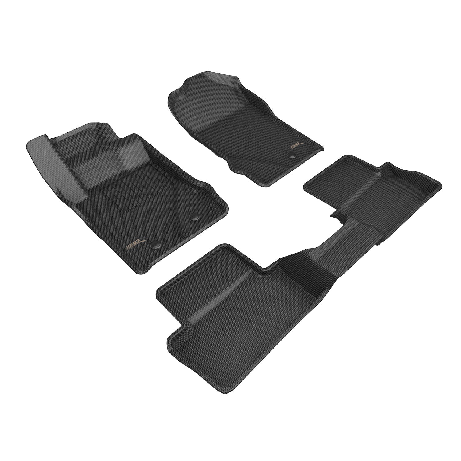 3D Maxpider 2021-2024 Ford Bronco 2 Door Custom Fit 1st 2nd Row Kagu Carbon Fiber Embossed Pattern Floor Mat Black L1FR15401509