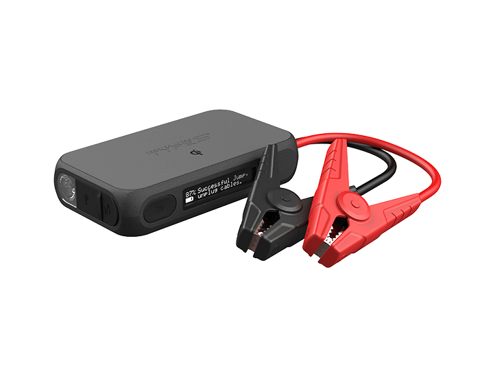 auto starter car battery recharger with flashlight Type S 12V 6.0L Battery Jump Starter with Qi Wireless Charging JumpGuide and 8,000 mAh Power Bank Black AC530013-1