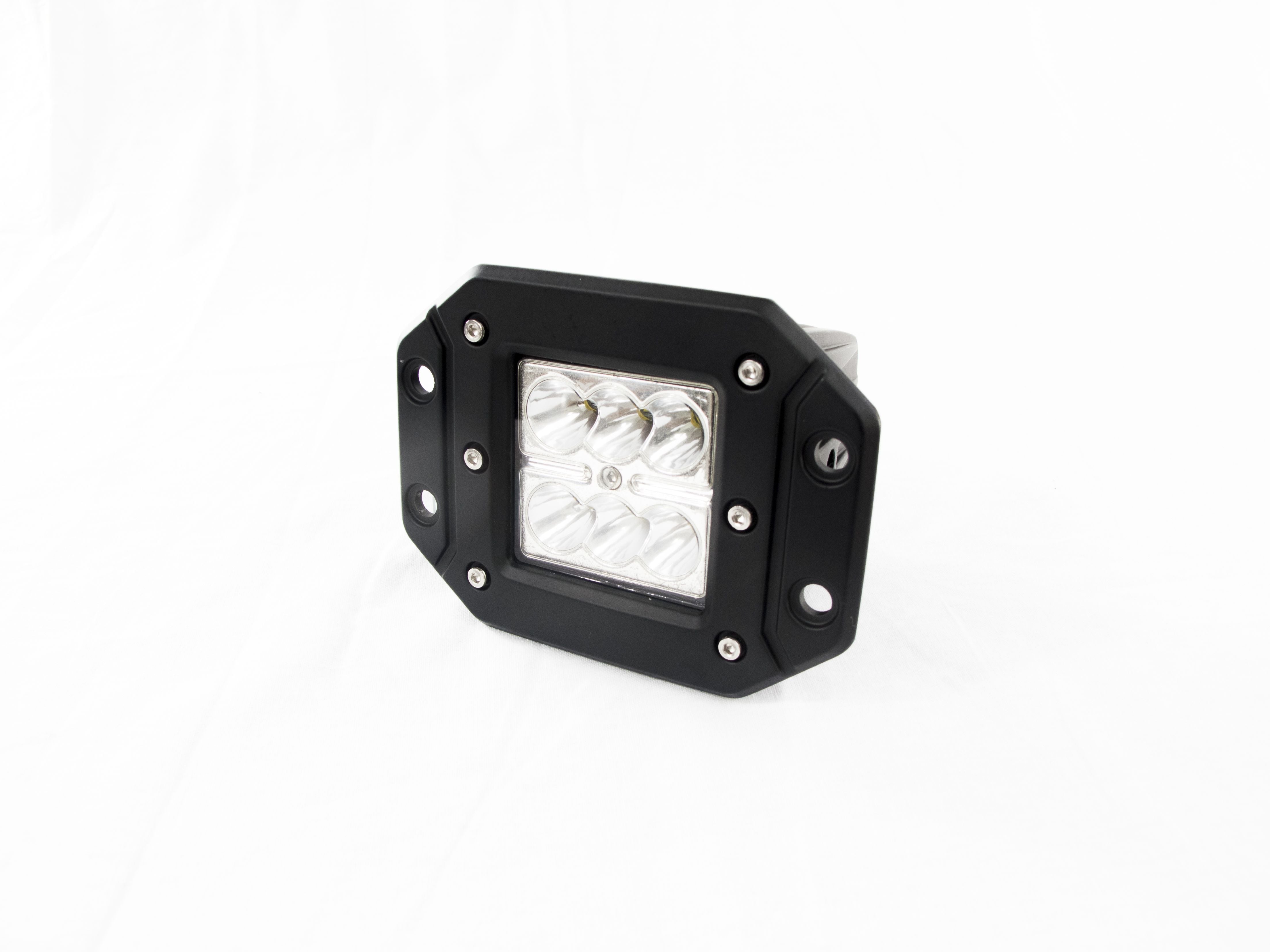 Race Sport Flush Mountable 18 Watt 6 LED High Powered 3x3 Inch LED Spot Light RS-18W6LED-FM