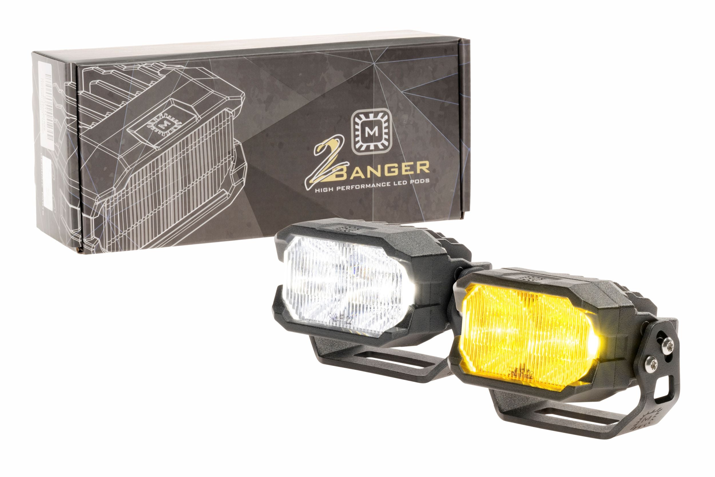 Morimoto 2Banger NCS Wide Beam SAE Wide Yellow Set LED Pods BAF109Y