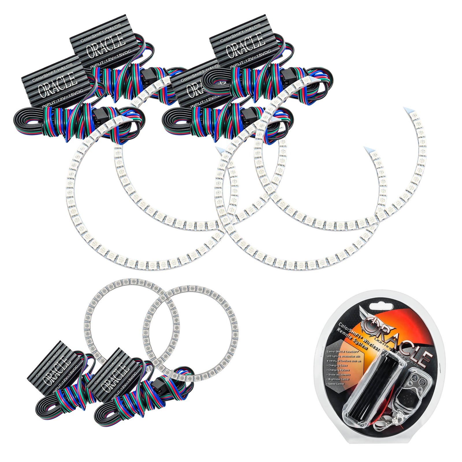 Oracle Lighting 2005-2010 Dodge Charger LED Triple Ring Headlight Halo Kit ColorSHIFT With RF Controller 1118-330