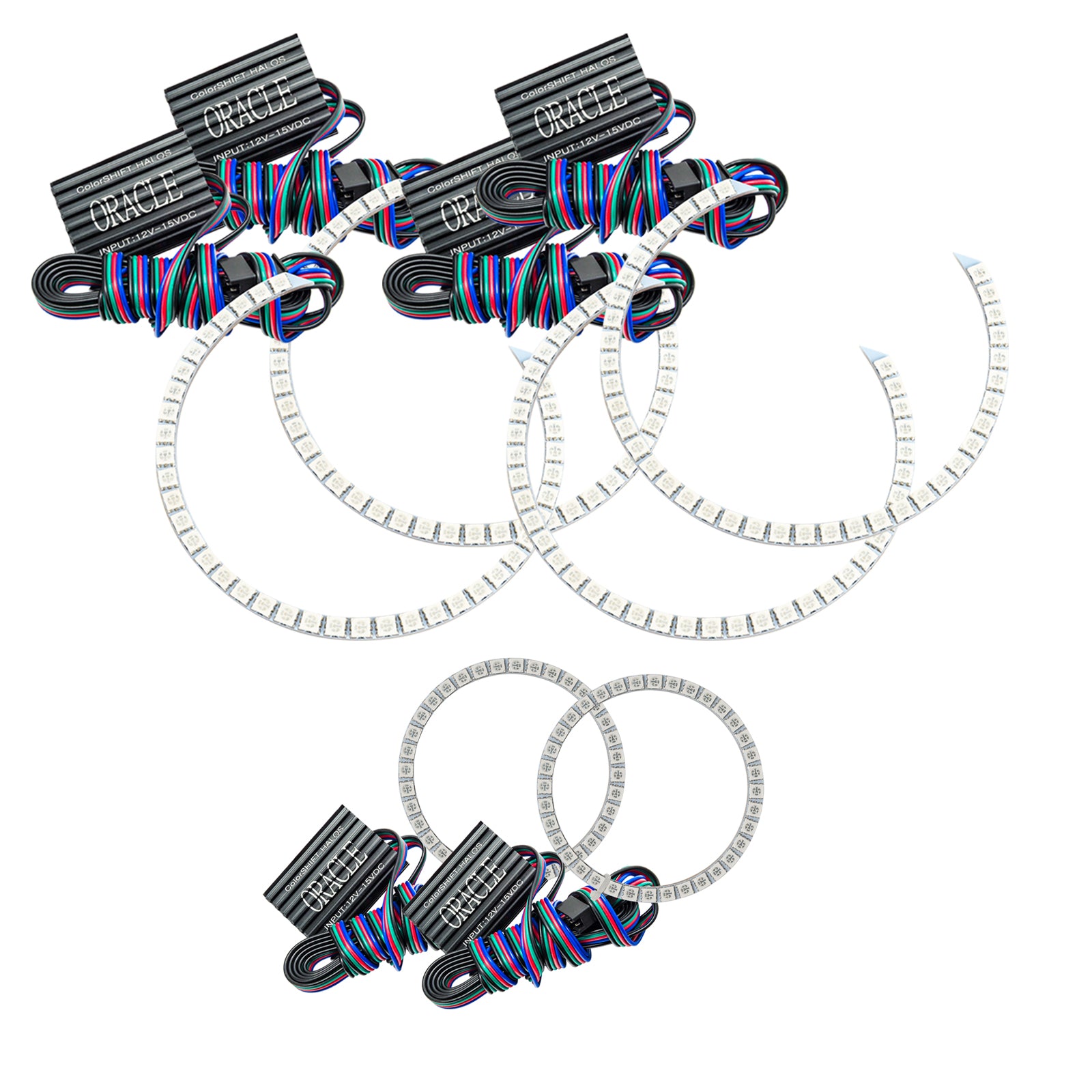 Oracle Lighting 2005-2010 Dodge Charger LED Triple Ring Headlight Halo Kit ColorSHIFT With No Controller 1118-334