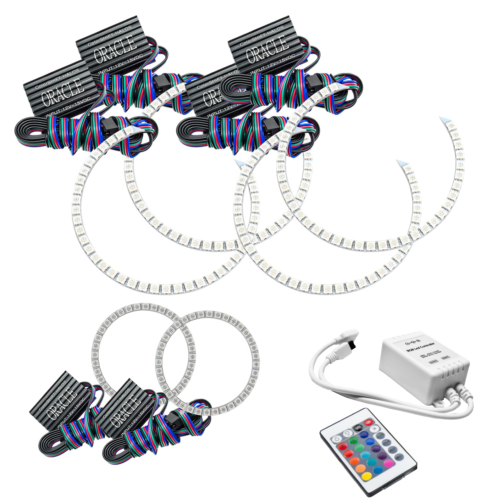 Oracle Lighting 2005-2010 Dodge Charger LED Triple Ring Headlight Halo Kit ColorSHIFT With Simple Controller 1118-504