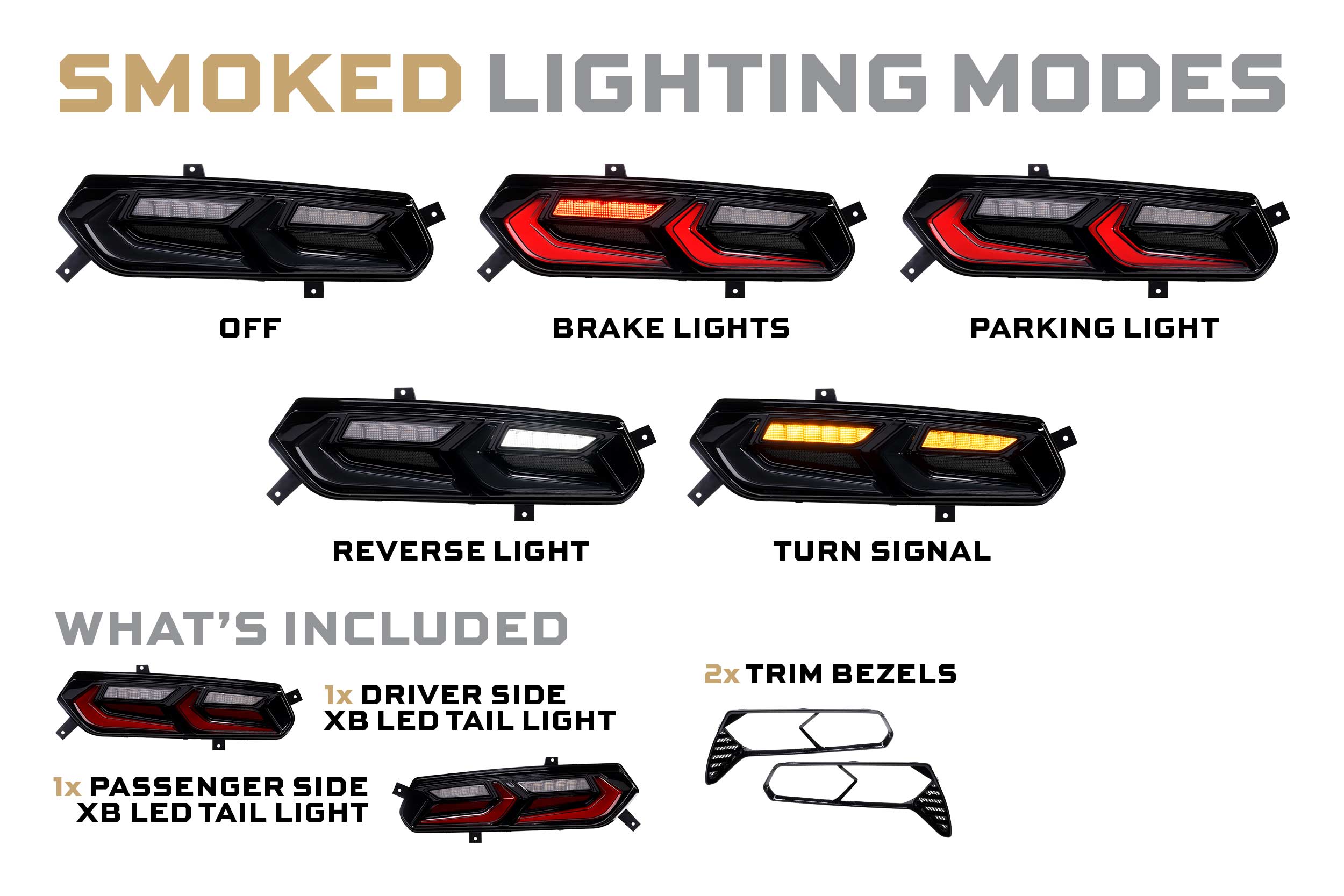 Morimoto 2014-2019 Chevrolet Corvette C7 C8 Style XB LED Tail Lights Smoked Lens Set LF754