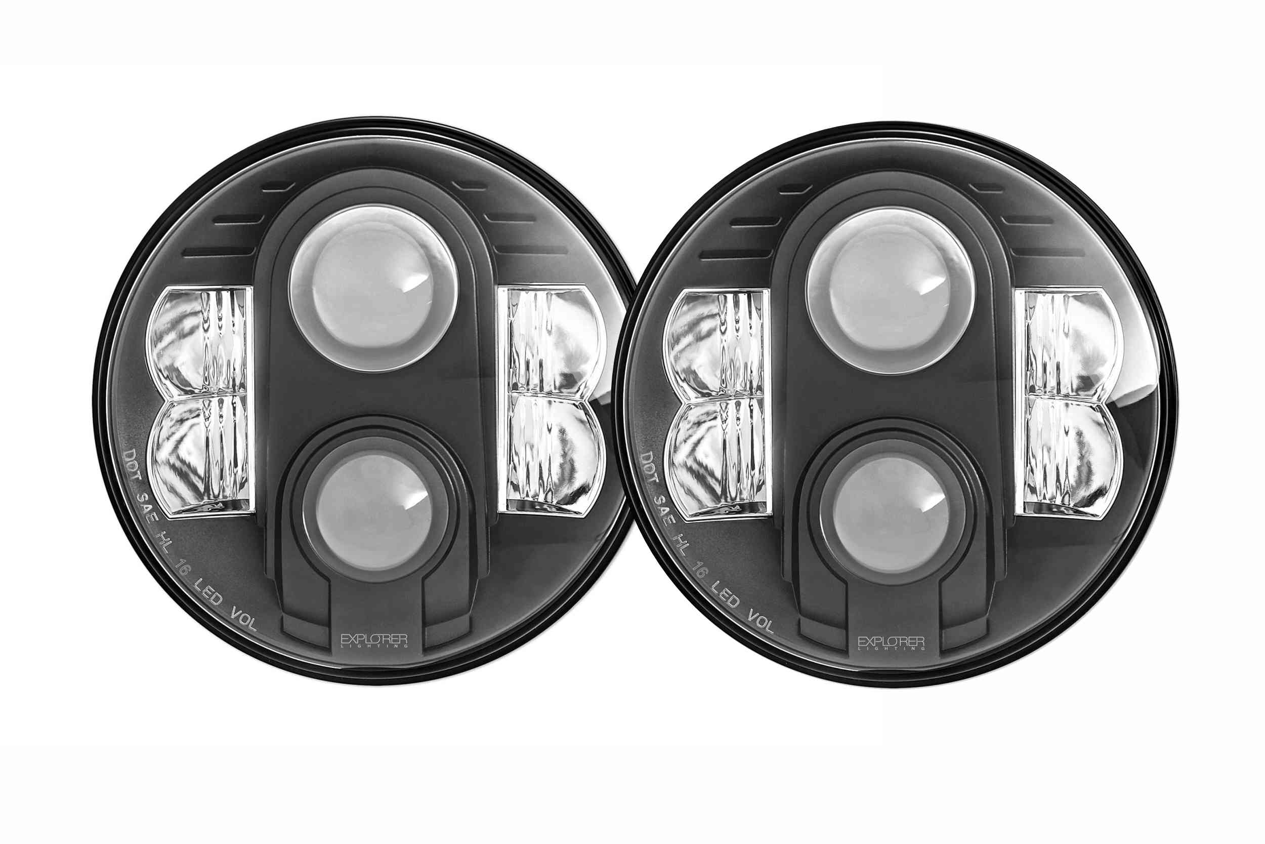 Pro Comp 2007-2018 Jeep Wrangler JK 7" Round Hi/Lo LED Headlights EXP76402P