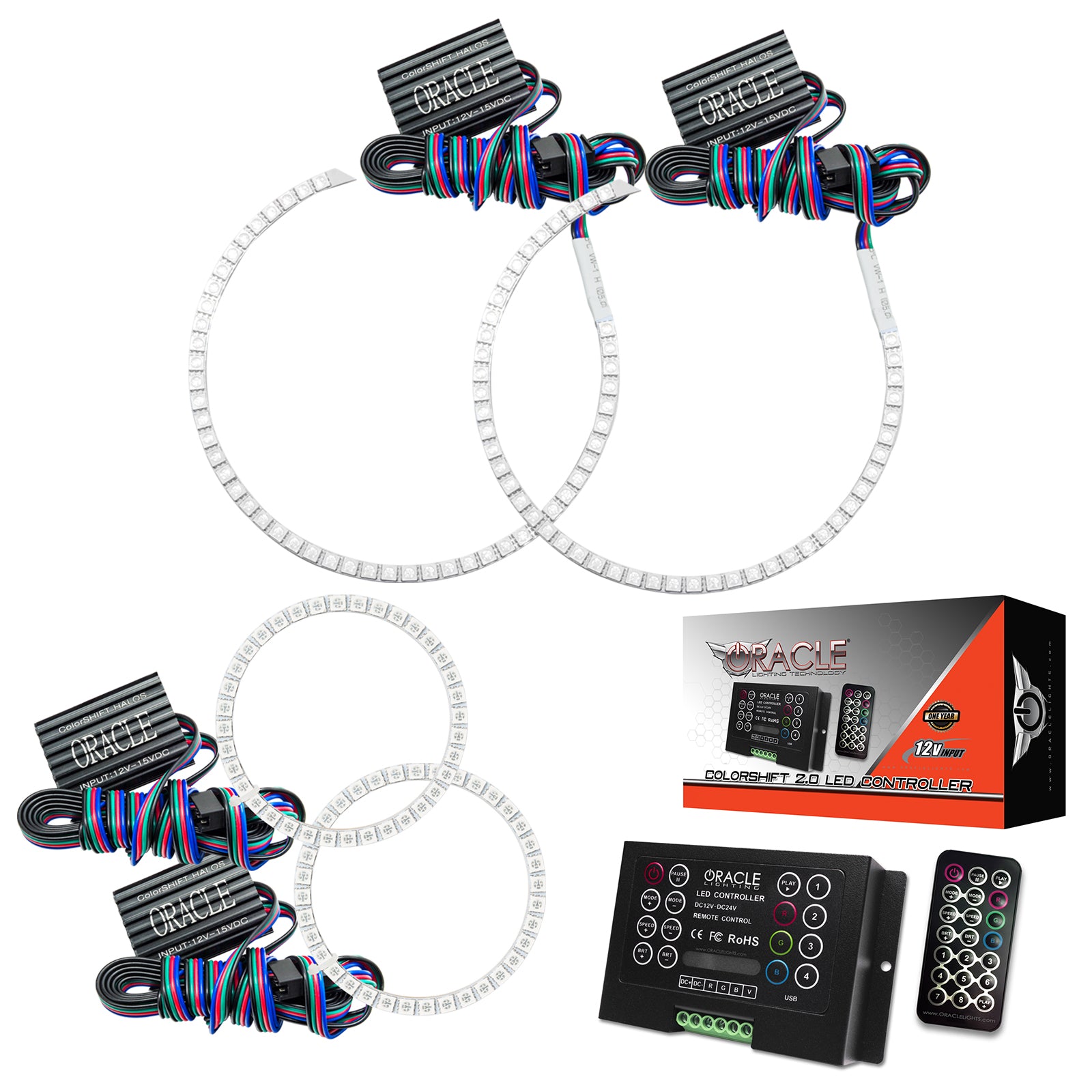 Oracle Lighting 2011-2015 Mini Cooper Countryman LED Headlight Halo Kit ColorSHIFT with 2.0 Controller 1321-333