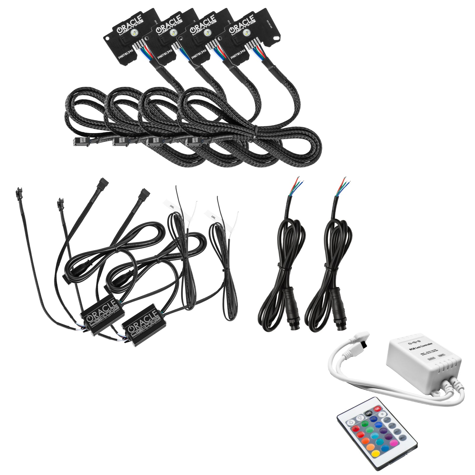 Oracle Lighting Jeep Wrangler JL Gladiator JT ColorSHIFT RGB+W Headlight DRL Upgrade Kit 1346-504