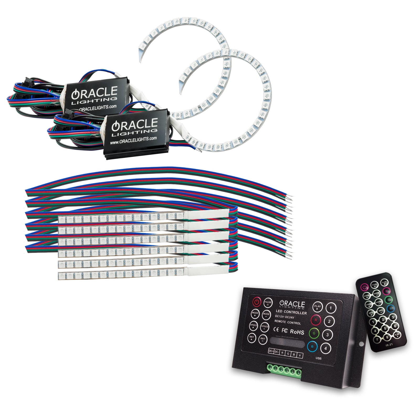 Oracle Lighting 2018-2022 Ford Mustang ColorSHIFT DRL Upgrade with Halo Kit ColorSHIFT with 2.0 Controller 1348-333