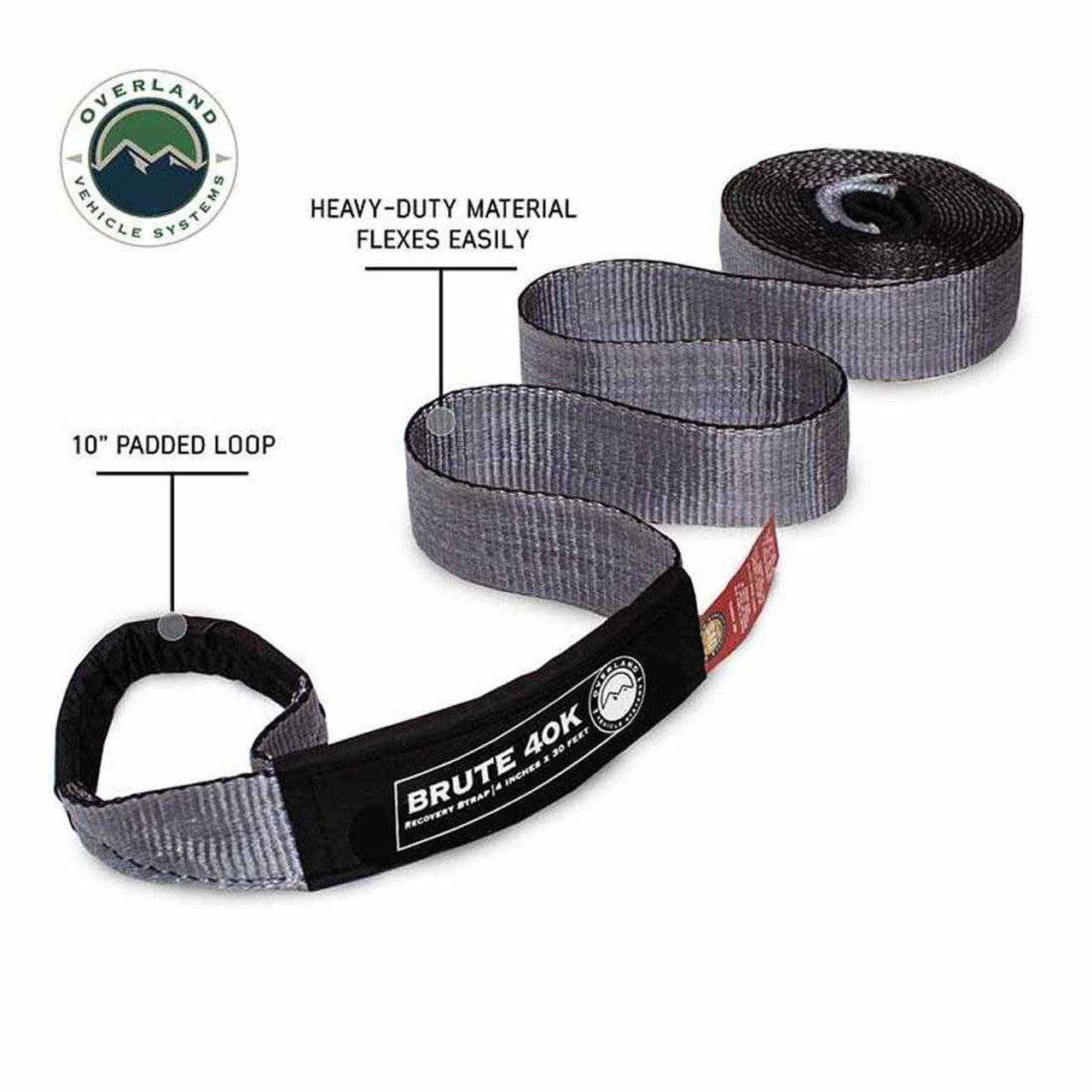 OVS Tow Strap 4" x 30' 40,000 LB. Gray With Black Ends 19099916