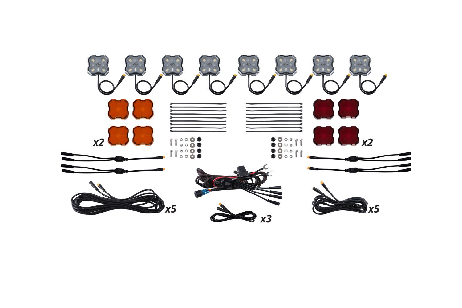 Diode Dynamics 2024 Toyota Tacoma Single Color 8 Pack Rock Light Mid Size Installer Kit DD7742