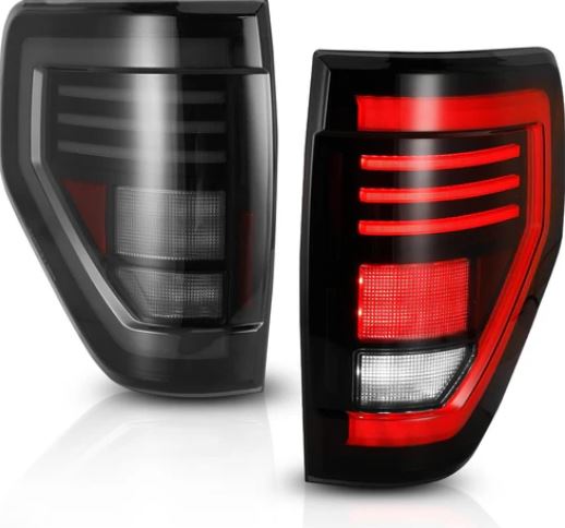 Winjet 2009-2014 Ford F-150 Matte Black Smoke LED Tail Lights CTWJ-0706-BS-SQ