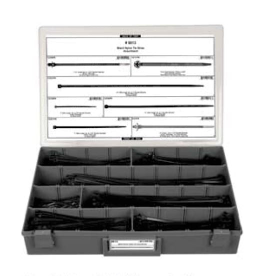 Disco Adjustable Gray Plastic Tray Black Nylon Cable Tie Assortment 8813