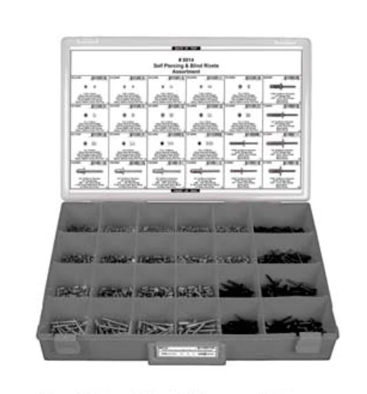 Disco 24 Hole Gray Plastic Tray Self Piercing Nylon Riv Assortment 8814