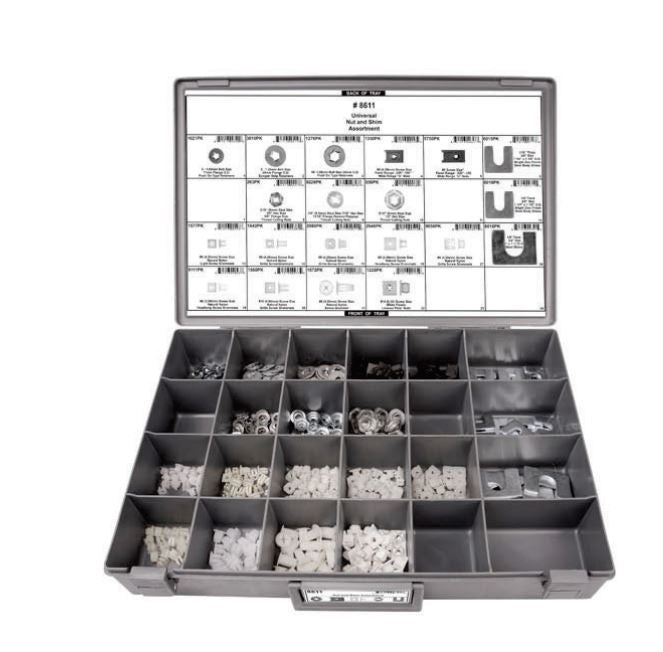 Disco 24 Hole Gray Metal Tray Nut & Shim Grille Body Assortment 8511