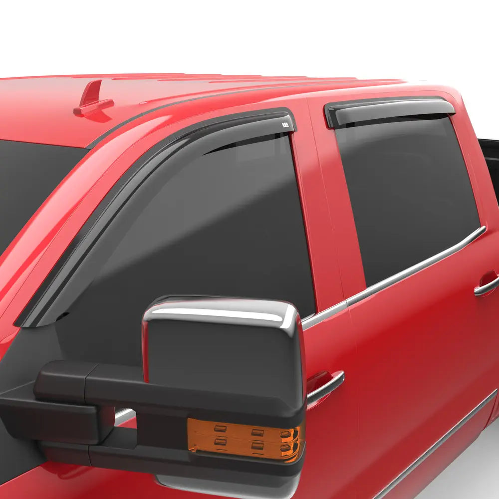 EGR 2014-2019 Chevrolet Silverado 1500 2500HD 3500HD GMC Sierra 1500 2500HD 3500HD Crew Cab 4pc Smoke Finish Tape-on Window Visors 641771