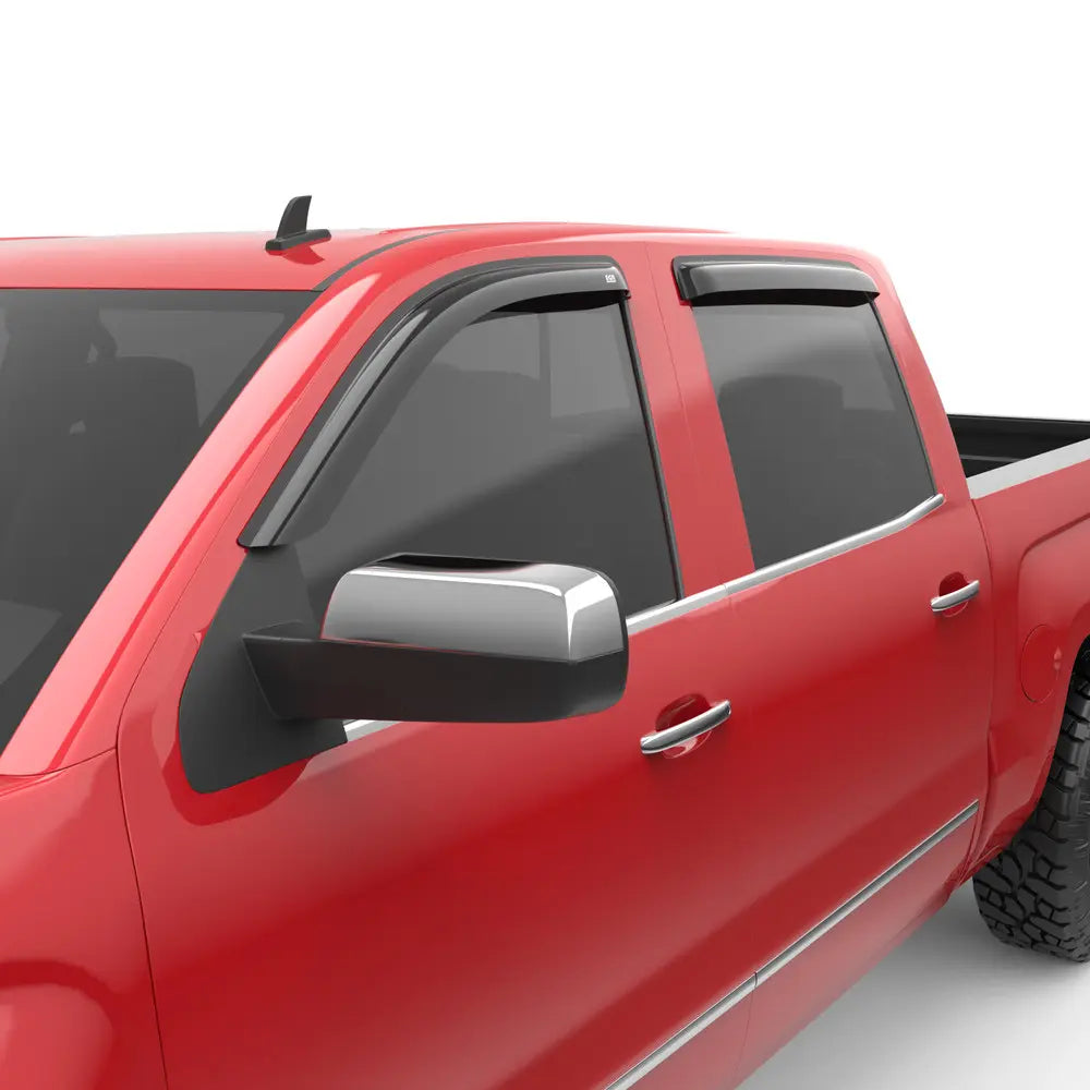 EGR 2014-2019 Chevrolet Silverado 1500 2500HD 3500HD GMC Sierra 1500 2500HD 3500HD Extended Cab 4pc Smoke Finish Tape-on Window Visors 641671