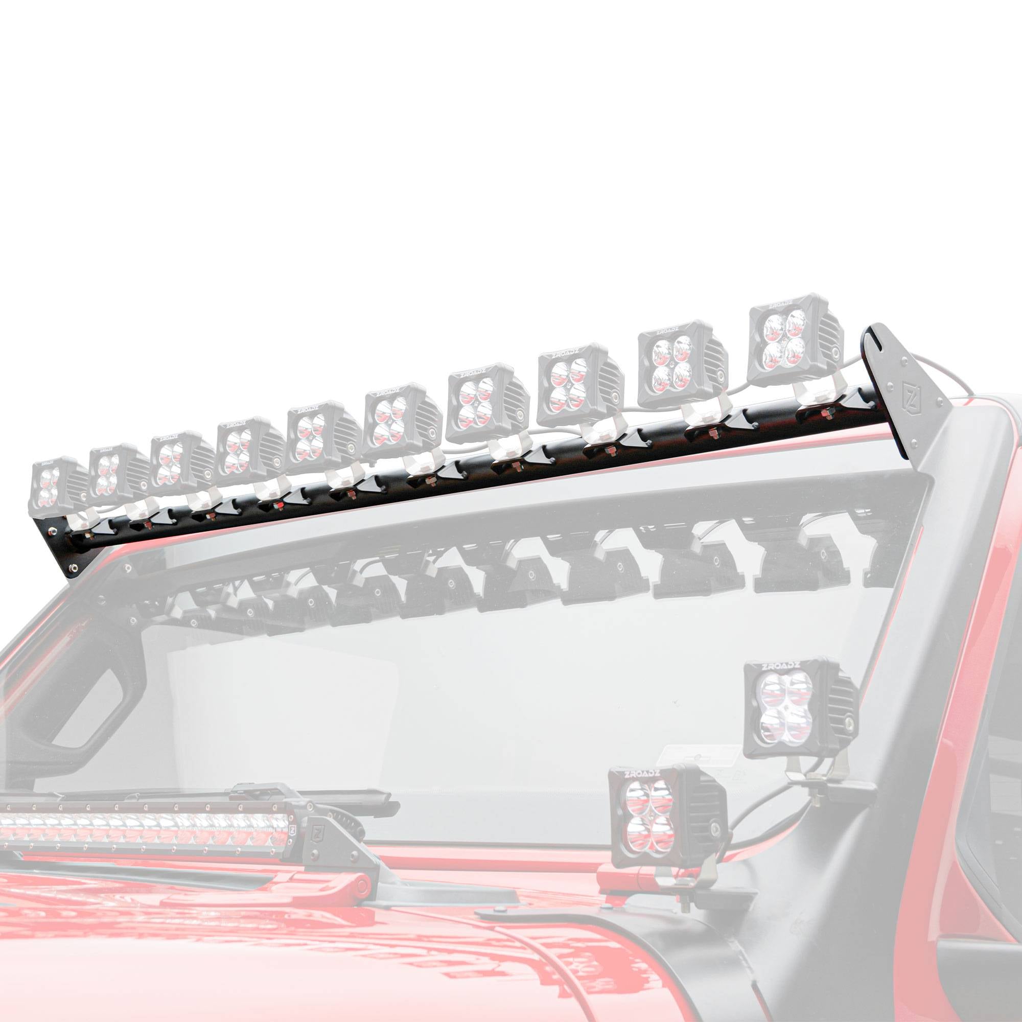 ZROADZ 2018-2025 Jeep Wrangler JL JLU 2019-2025 Gladiator 3 Inch Multi-LED Roof Cross Bar Holds 10 LED Pod Lights Z934831
