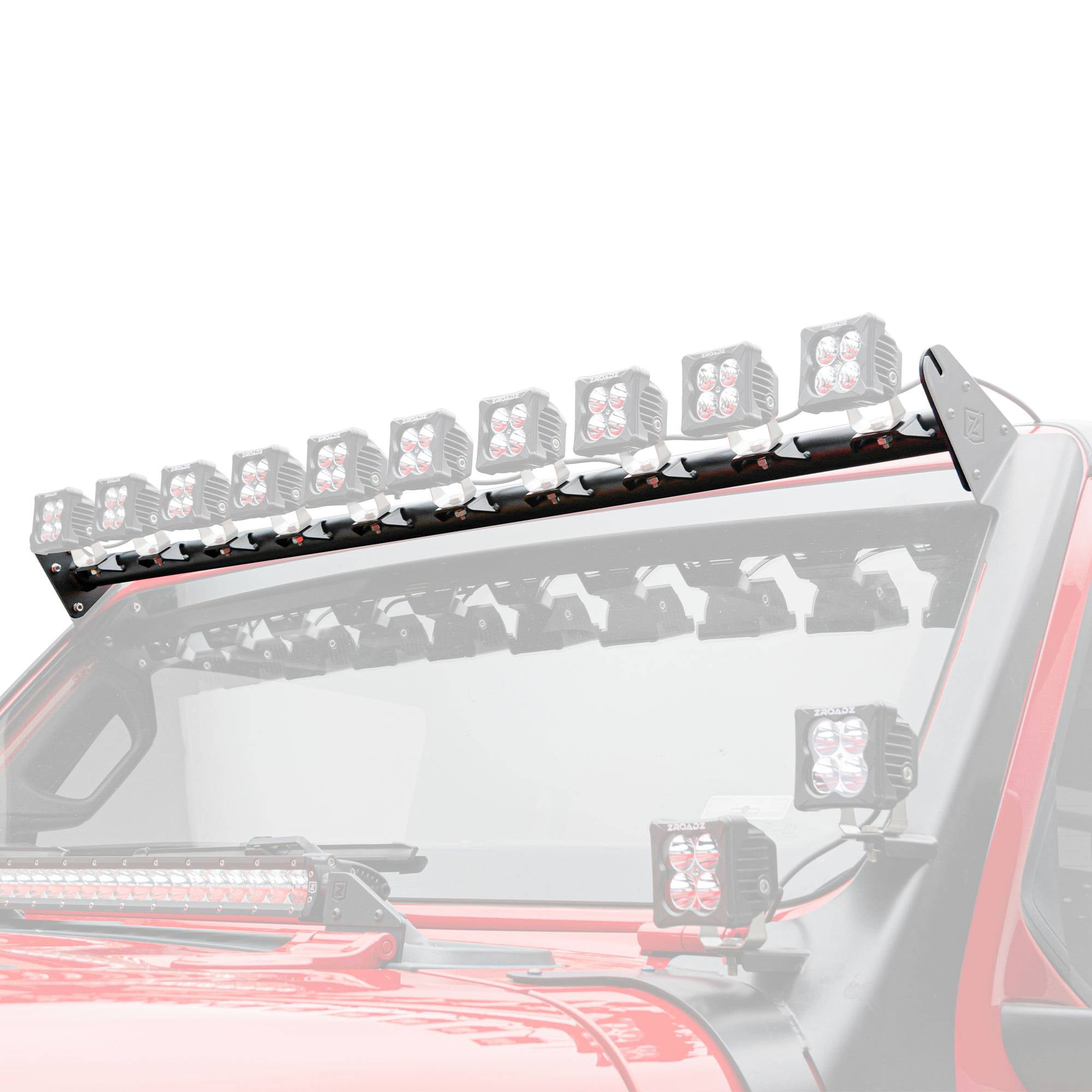 ZROADZ 2018-2024 Jeep Wrangler JL JLU 2019-2024 Gladiator 3 Inch Multi-LED Roof Cross Bar Holds 10 LED Pod Lights Z934831