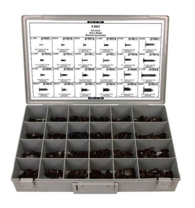 Disco 24 Hole Gray Metal Tray Black Nylon Shield Ret Assortment 8501