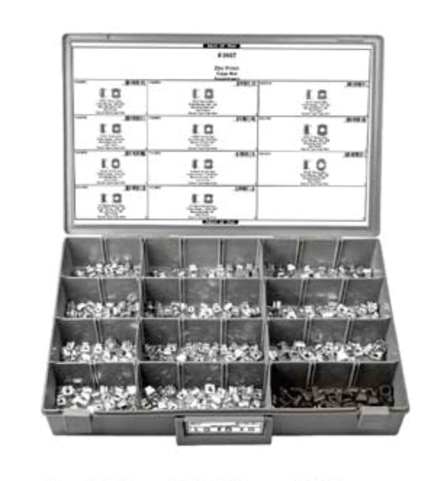 Disco Adjustable Gray Plastic Tray Bright Zinc Cage Nut Assortment 8667
