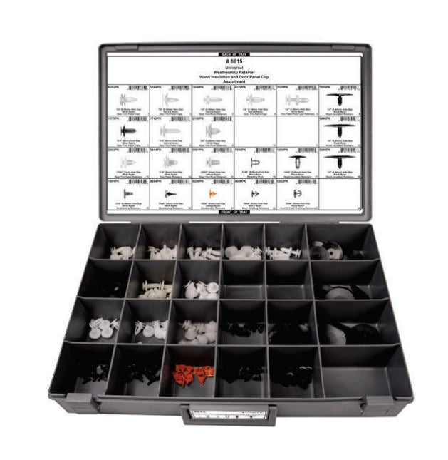 Disco 24 Hole Gray Metal Tray Door Panel & Hood Clip Assortment 8515