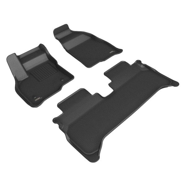 3D Maxpider 2022-2023 Chevrolet Bolt EUV KAGU 1st & 2nd Row 3 PCS Carbon Fiber Embossed Pattern Black Floor Liner Set L1CH09701509