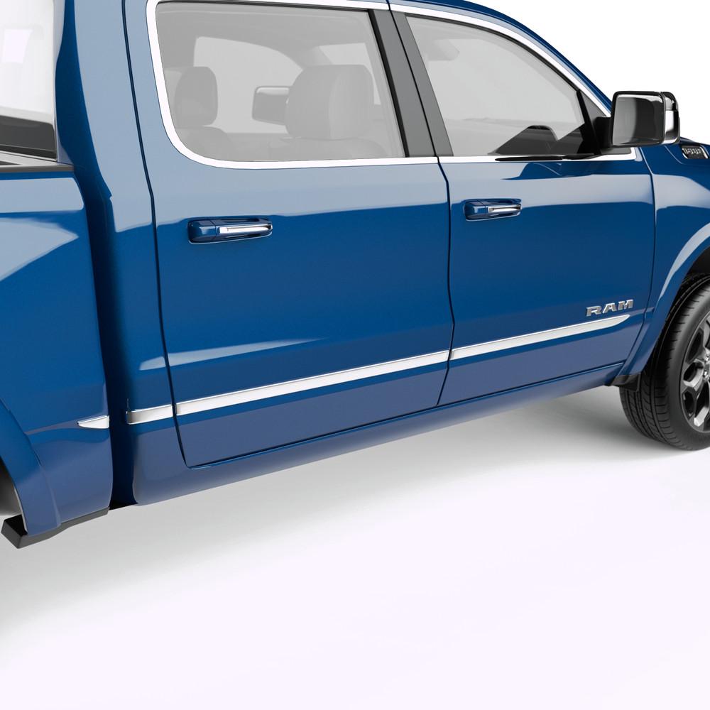 EGR 2019-2025 Dodge Ram 1500 Extended Cab Pickup Chrome Rugged Look Body Side Molding 4pc Set 952694