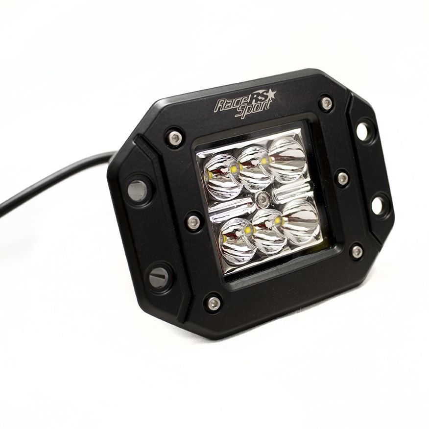 Race Sport Flush Mountable 18 Watt 6 LED High Powered 3x3 Inch LED Spot Light RS-18W6LED-FM