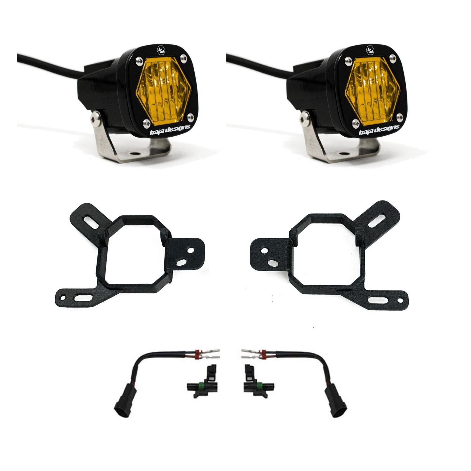 Baja Designs 2024-2025 Chevrolet Silverado GMC Sierra 2500 3500 2025 Silverado Sierra 1500 AT4-X Amber S1 Fog Pocket Light Kit 44-7879