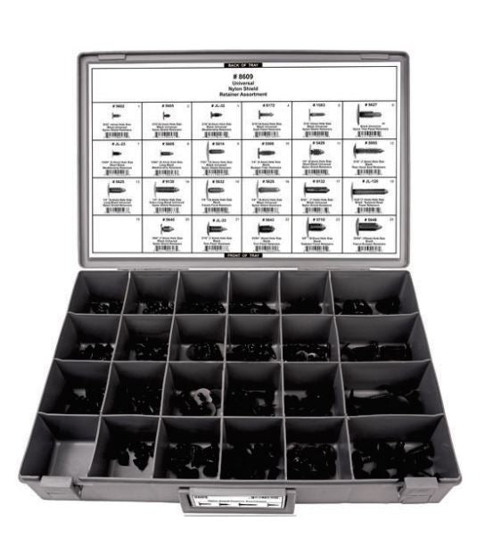 Disco 24 Hole Gray Metal Tray Black Nylon Shield Ret Assortment 8509