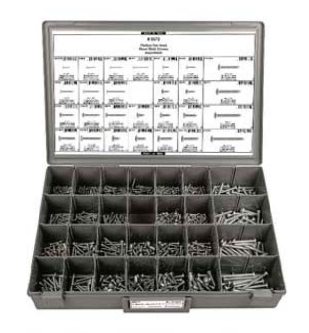 Disco Adjustable Gray Plastic Tray Phillips Pan Head Screw Assortment 8672
