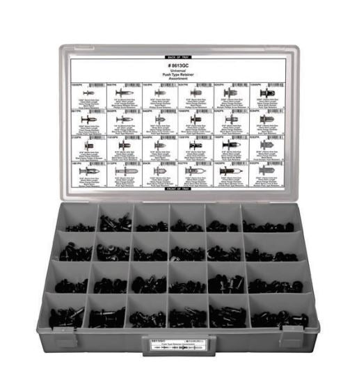 Disco 24 Hole Gray Metal Tray Black Nylon Push Ret Assortment 8513