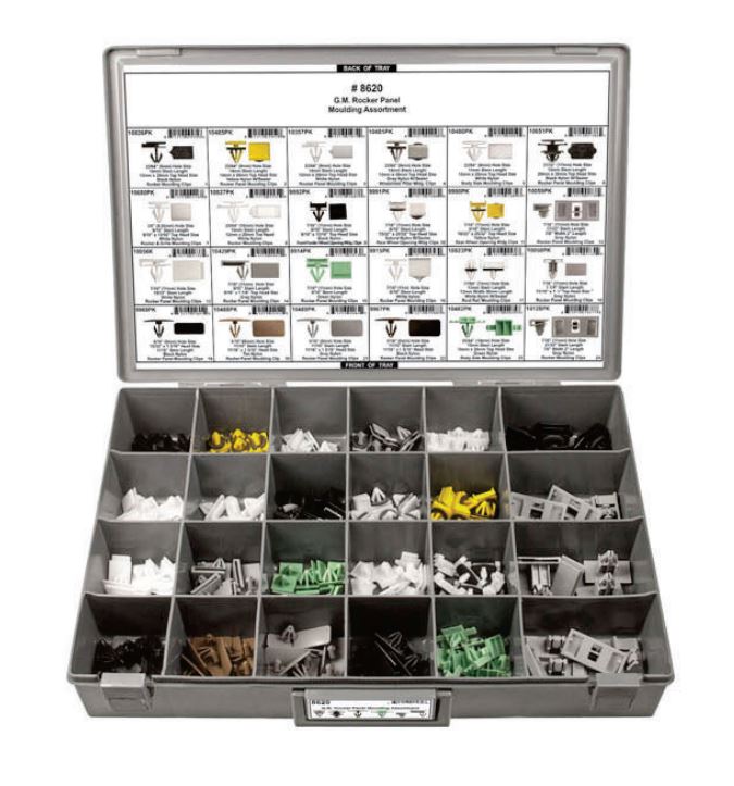 Disco 24 Hole Gray Metal Tray G.M. Rocker Panel Moulding Assortment 8520