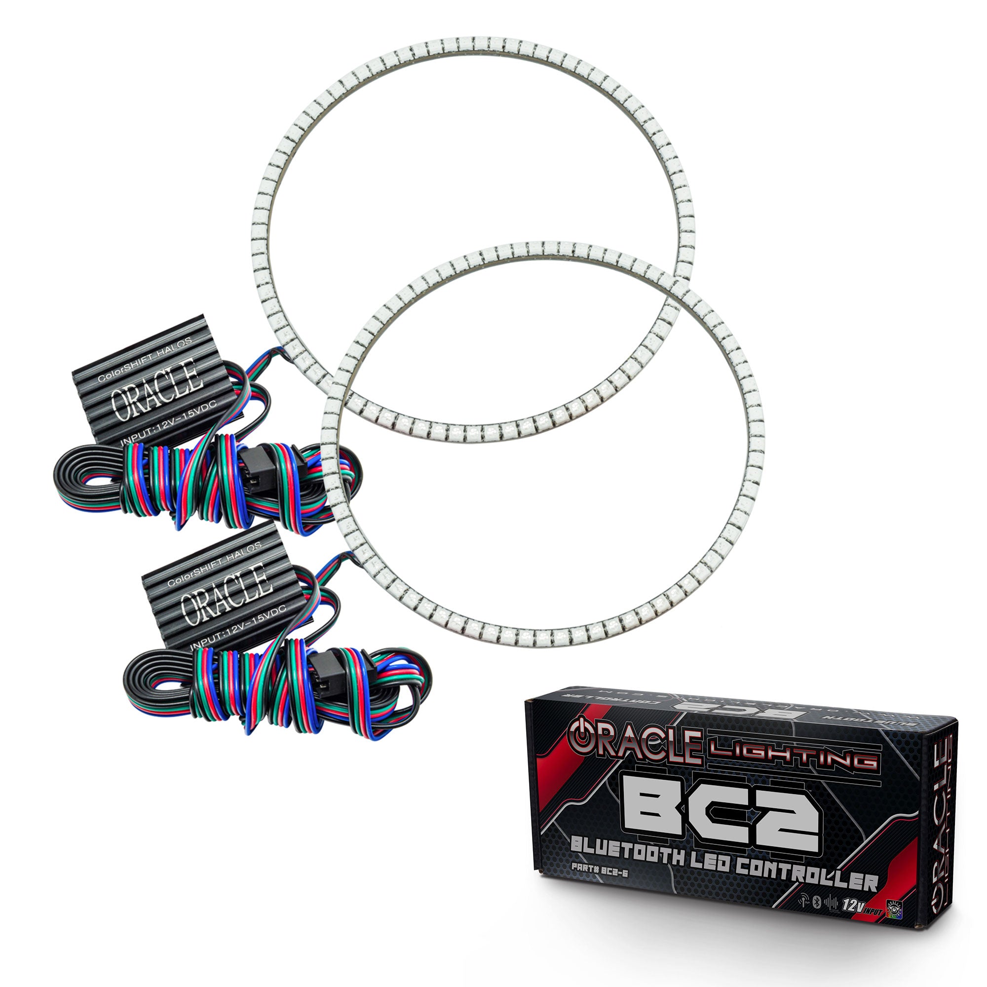 Oracle Lighting 7" Round Surface Mount LED Headlight Halo Kit ColorSHIFT With BC2 Controller 3981-335
