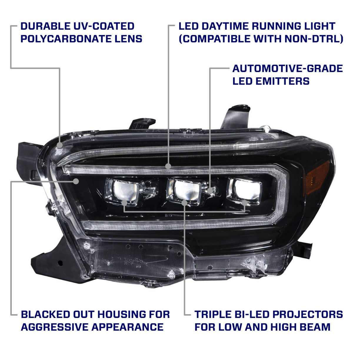 Form Lighting 2016-2023 Toyota Tacoma Sequential LED Projector Headlights Pair FL0001