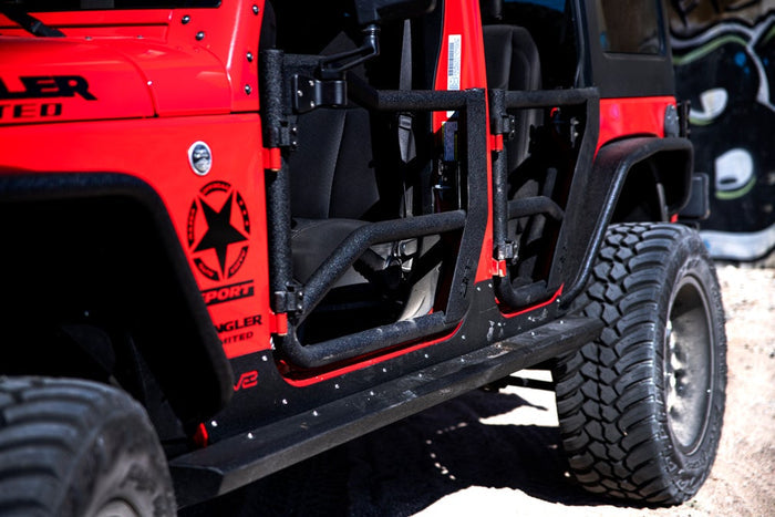 Body Armor 2007-2018 Jeep Wrangler JK Tube Doors Front Rear Pair & Mirror Set For Traildoors JK-6154 & JK-6155 & 5126
